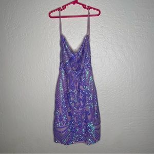Lucy in the sky dresses. Purple sequin bodycon dress.